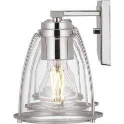 Brooke Park 24 in. 3-Light Polished Nickel Industrial Bathroom Vanity Light with Clear Glass Shades by Home Decorators Collection -Outlet Home Decorators Collection Store polished nickel home decorators collection vanity lighting 1027hdcpndi 4f 1000