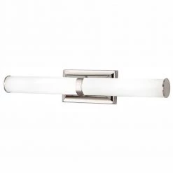 Rolande 100-Watt Equivalent Polished Nickel LED Vanity Light with Tube Etched Glass by Home Decorators Collection