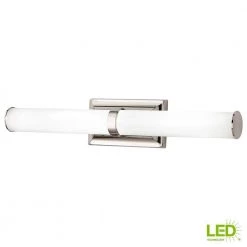 Rolande 100-Watt Equivalent Polished Nickel LED Vanity Light with Tube Etched Glass by Home Decorators Collection -Outlet Home Decorators Collection Store polished nickel home decorators collection vanity lighting 22838 77 1000