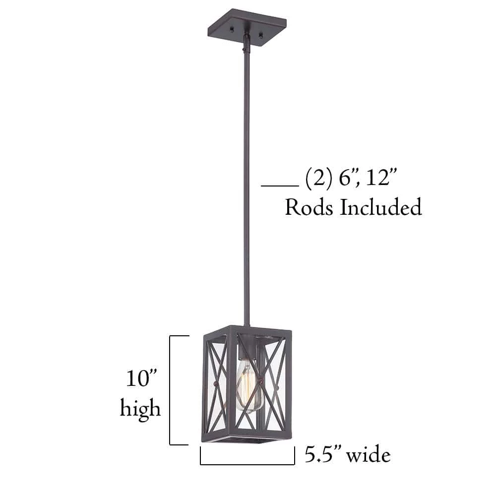 Harwood 1-Light Royal Bronze Mini-Pendant with Cage Design Shade by Home Decorators Collection 7 Harwood 1-Light Royal Bronze Mini-Pendant with Cage Design Shade by Home Decorators Collection - Image 5
