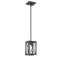 Harwood 1-Light Royal Bronze Mini-Pendant with Cage Design Shade by Home Decorators Collection