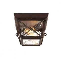 Springbrook 10 in. Rustic 2-Light Outdoor Ceiling Flush Mount Light with Clear Water Glass Shade by Home Decorators Collection