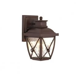 Springbrook 9.75 in. Rustic 1-Light Outdoor Wall Lamp with Clear Water Glass Shade by Home Decorators Collection