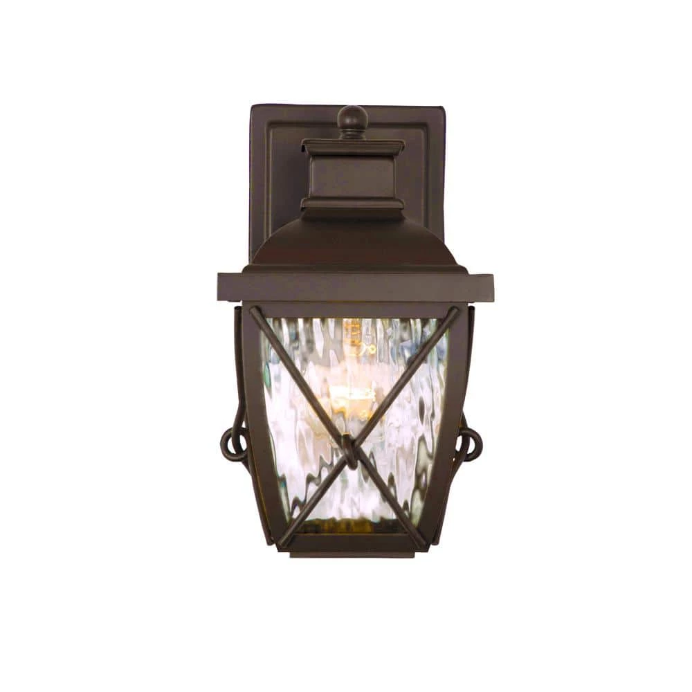 Springbrook 9.75 in. Rustic 1-Light Outdoor Wall Lamp with Clear Water Glass Shade by Home Decorators Collection 4 Springbrook 9.75 in. Rustic 1-Light Outdoor Wall Lamp with Clear Water Glass Shade by Home Decorators Collection - Image 2