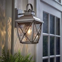 Springbrook 15 in. Rustic 1-Light Outdoor Wall Lamp with Clear Water Glass Shade by Home Decorators Collection -Outlet Home Decorators Collection Store rustic home decorators collection outdoor sconces hb7087 314 4f 1000