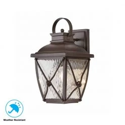 Springbrook 15 in. Rustic 1-Light Outdoor Wall Lamp with Clear Water Glass Shade by Home Decorators Collection -Outlet Home Decorators Collection Store rustic home decorators collection outdoor sconces hb7087 314 77 1000