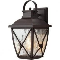 Springbrook 15 in. Rustic 1-Light Outdoor Wall Lamp with Clear Water Glass Shade by Home Decorators Collection -Outlet Home Decorators Collection Store rustic home decorators collection outdoor sconces hb7087 314 a0 1000