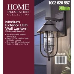 Wisteria Collection 1-Light Sand Black Outdoor Wall Lantern Sconce with Clear Glass Shade by Home Decorators Collection -Outlet Home Decorators Collection Store sand black home decorators collection outdoor sconces 17546 40 1000