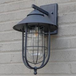 Wisteria Collection 1-Light Sand Black Outdoor Wall Lantern Sconce with Clear Glass Shade by Home Decorators Collection -Outlet Home Decorators Collection Store sand black home decorators collection outdoor sconces 17546 4f 1000