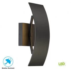 Gardi 1-Light Sand Black Outdoor Integrated LED Wall Lantern Sconce with Etched Glass by Home Decorators Collection -Outlet Home Decorators Collection Store sand black home decorators collection outdoor sconces 23720 fa 1000