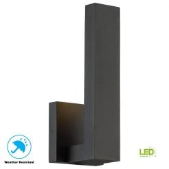 Vanderhoven 1-Light Sand Black Outdoor Integrated LED Wall Lantern Sconce with Etched Glass by Home Decorators Collection -Outlet Home Decorators Collection Store sand black home decorators collection outdoor sconces 23730 44 1000