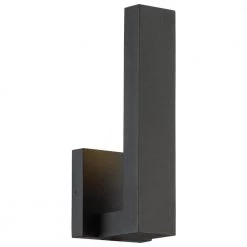 Vanderhoven 1-Light Sand Black Outdoor Integrated LED Wall Lantern Sconce with Etched Glass by Home Decorators Collection