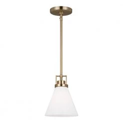 Clermont 1-Light Satin Brass Shaded Pendant Light with Milk Glass Shade by Home Decorators Collection -Outlet Home Decorators Collection Store satin brass home decorators collection chandeliers 6001281 848 44 1000