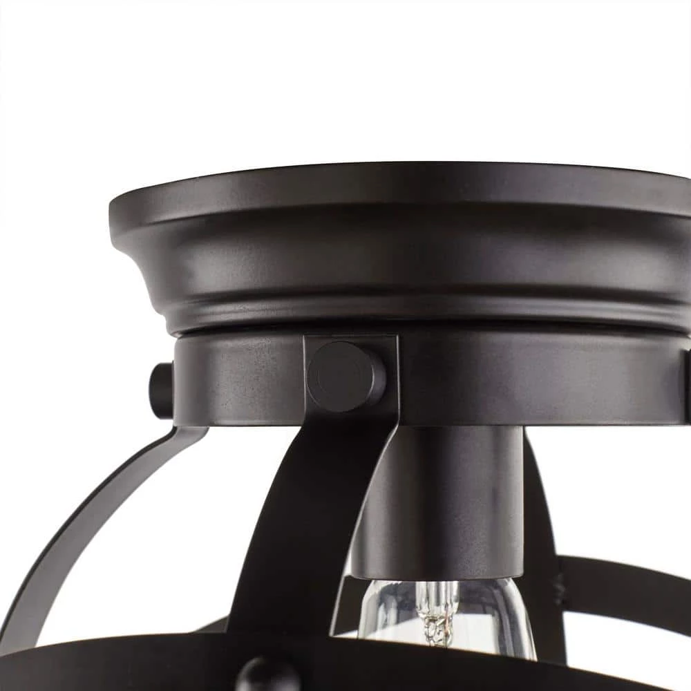 Kerby 10.5 in. 1-Light Rustic Industrial Satin Bronze Flush Mount Ceiling Light by Home Decorators Collection 7 Kerby 10.5 in. 1-Light Rustic Industrial Satin Bronze Flush Mount Ceiling Light by Home Decorators Collection - Image 5