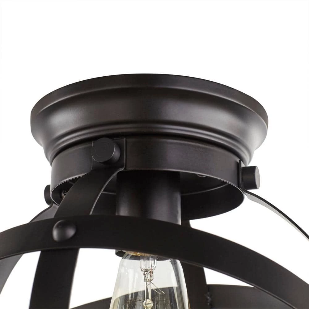 Kerby 10.5 in. 1-Light Rustic Industrial Satin Bronze Flush Mount Ceiling Light by Home Decorators Collection 8 Kerby 10.5 in. 1-Light Rustic Industrial Satin Bronze Flush Mount Ceiling Light by Home Decorators Collection - Image 6