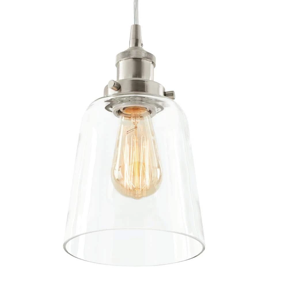 6 in. Satin Nickel Mini Pendant with Clear Glass Shade by Home Decorators Collection 7 6 in. Satin Nickel Mini Pendant with Clear Glass Shade by Home Decorators Collection - Image 5