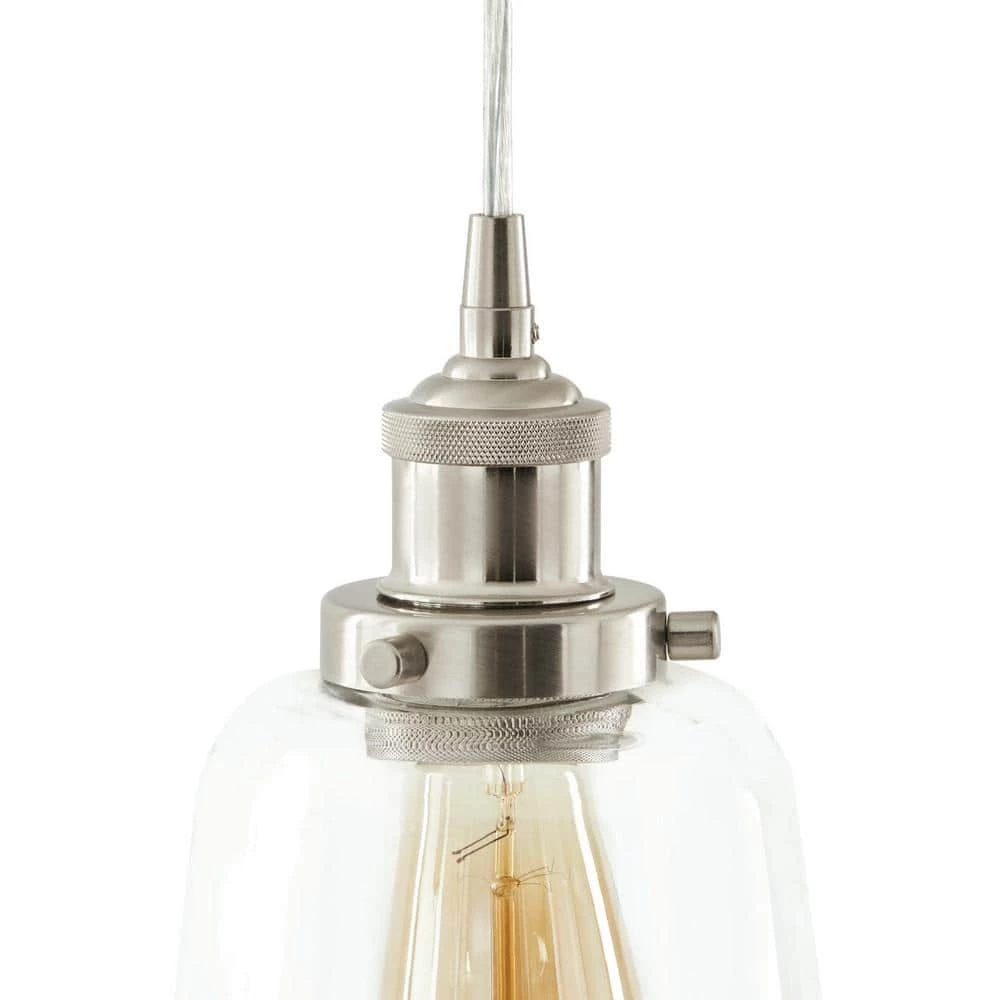 6 in. Satin Nickel Mini Pendant with Clear Glass Shade by Home Decorators Collection 6 6 in. Satin Nickel Mini Pendant with Clear Glass Shade by Home Decorators Collection - Image 4