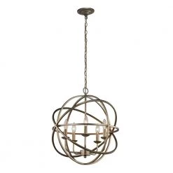 Sarolta Sands 5-Light Antique Silver Orb Chandelier for Dining Room by Home Decorators Collection