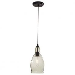 Gardiner 1-Light Black Mini Pendant with Smoke Tint Glass Shade by Home Decorators Collection