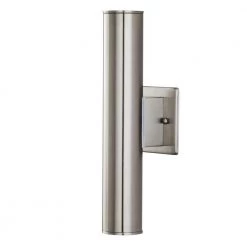 Riga Medium Modern Stainless Steel Integrated LED Outdoor Wall Cylinder Light Sconce by Home Decorators Collection