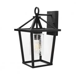 Jill 1-Light Textured Black and Weathered Zinc Hardwired Outdoor Wall Sconce by Home Decorators Collection