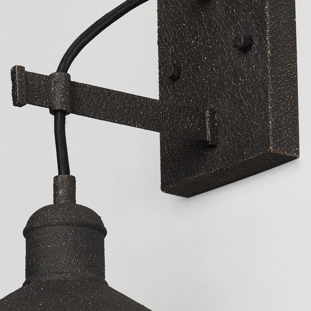 Halstead 10 in. 1-Light Vintage Bronze Wall Sconce with Metal Shade by Home Decorators Collection - Image 5