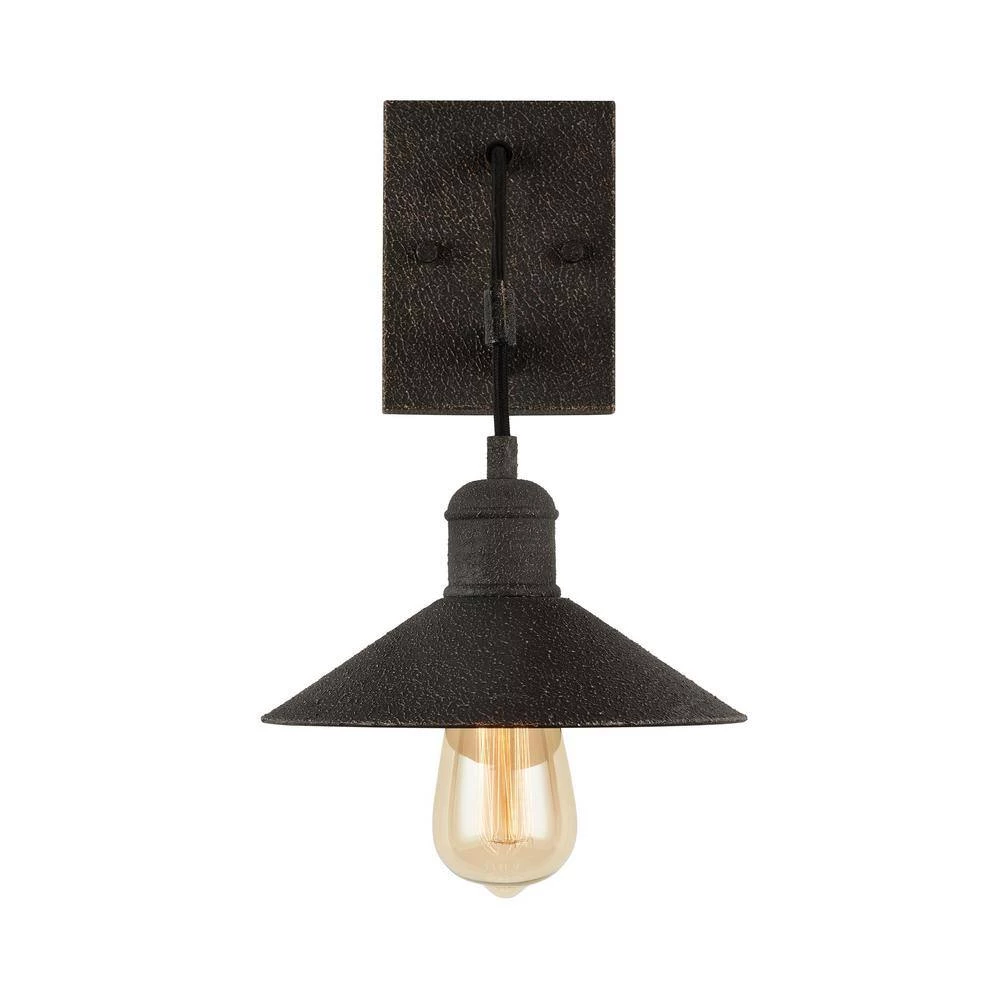Halstead 10 in. 1-Light Vintage Bronze Wall Sconce with Metal Shade by Home Decorators Collection - Image 8