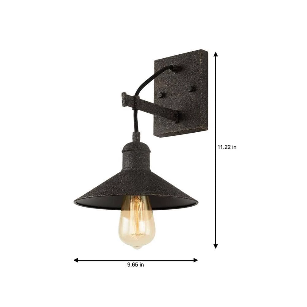 Halstead 10 in. 1-Light Vintage Bronze Wall Sconce with Metal Shade by Home Decorators Collection - Image 4