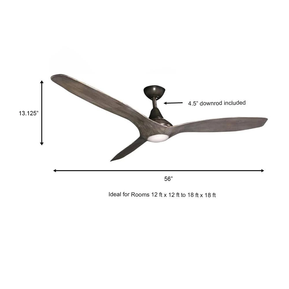 Tidal Breeze 56 in. LED Indoor Vintage Pewter Ceiling Fan with Light Kit and Remote Control by Home Decorators Collection - Image 2