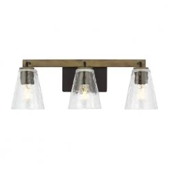 Westbrook 3-Light Weathered Oak Rustic Farmhouse Bathroom Vanity Light with Matte Black Accents by Home Decorators Collection