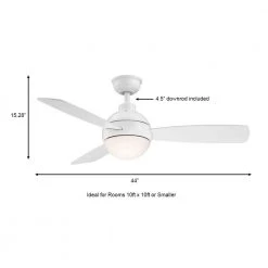 Alisio 44 in. LED White Ceiling Fan with Light and Remote Control by Home Decorators Collection -Outlet Home Decorators Collection Store white home decorators collection ceiling fans with lights yg768a wh 1f 1000