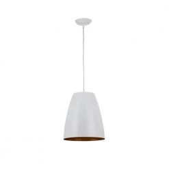 12 in. W 1-Light White Standard Pendant with White Metal Shade Antique Gold Inside by Home Decorators Collection