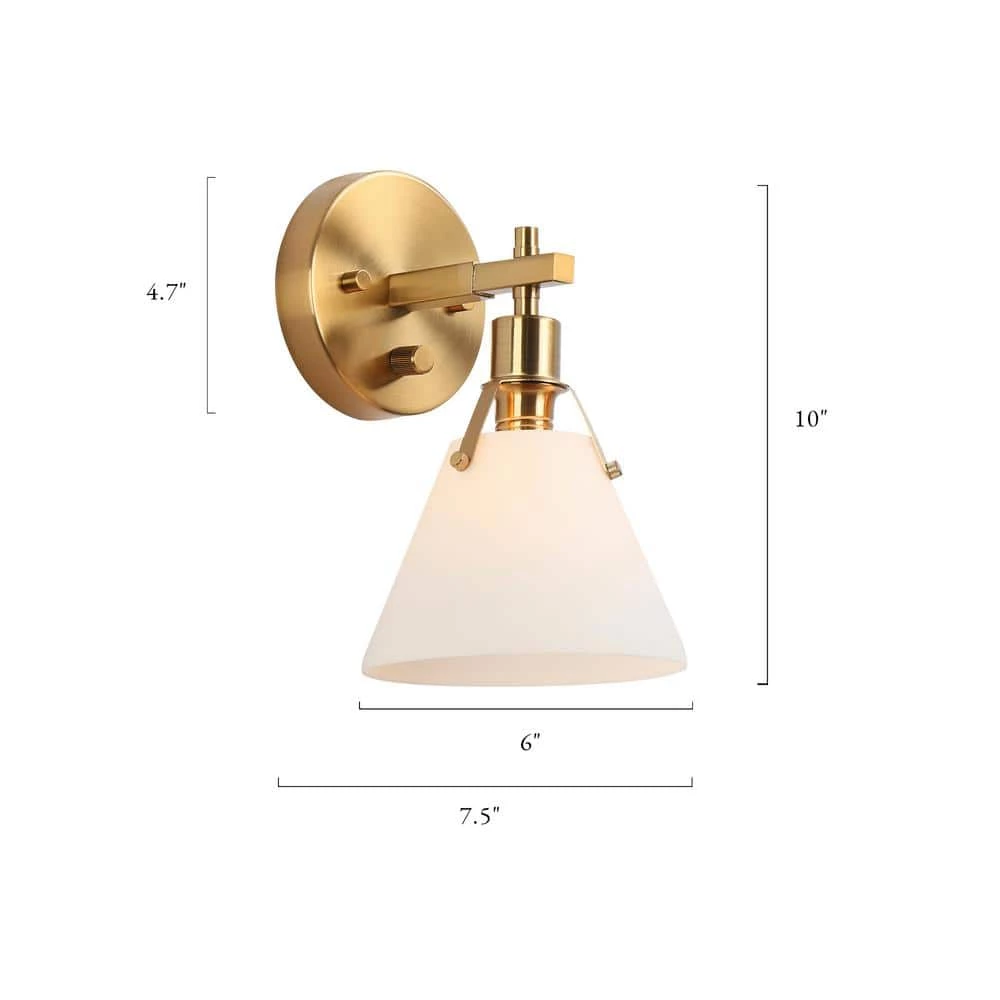 Granville Collection 1-Light White Opal Glass and Metal Sconce by Home Decorators Collection 5 Granville Collection 1-Light White Opal Glass and Metal Sconce by Home Decorators Collection - Image 3