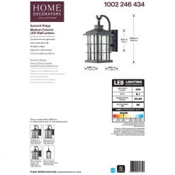 Summit Ridge Collection Zinc Outdoor Integrated LED Dusk-to-Dawn Wall Lantern Sconce by Home Decorators Collection -Outlet Home Decorators Collection Store zinc home decorators collection outdoor sconces cqh1691l 5 44 1000