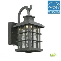 Summit Ridge Collection Zinc Motion Sensor Outdoor Integrated LED Wall Lantern Sconce by Home Decorators Collection -Outlet Home Decorators Collection Store zinc home decorators collection outdoor sconces cqh1691ls 2 66 1000